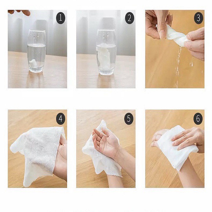 Khăn lau mặt giấy dạng viên nén dùng 1 lần