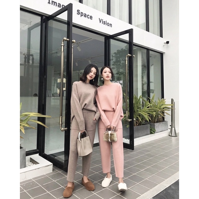 Bộ quần áo len siêu dầy dành cho bạn gái mùa đông cổ lọ