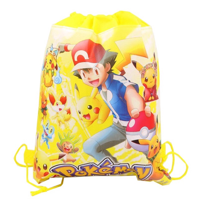 Balo Dây Rút Vải Không Dệt Hình Pikachu Pokemon Cho Trẻ Em