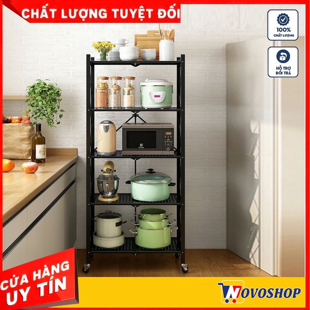 Kệ Sắt Gấp Gọn, Kệ Xếp Để Đồ Đa Năng,Kệ Có Bánh Xe Di Động, Kệ 3 tầng, 4 tầng, 5 tầng tiện lợi.