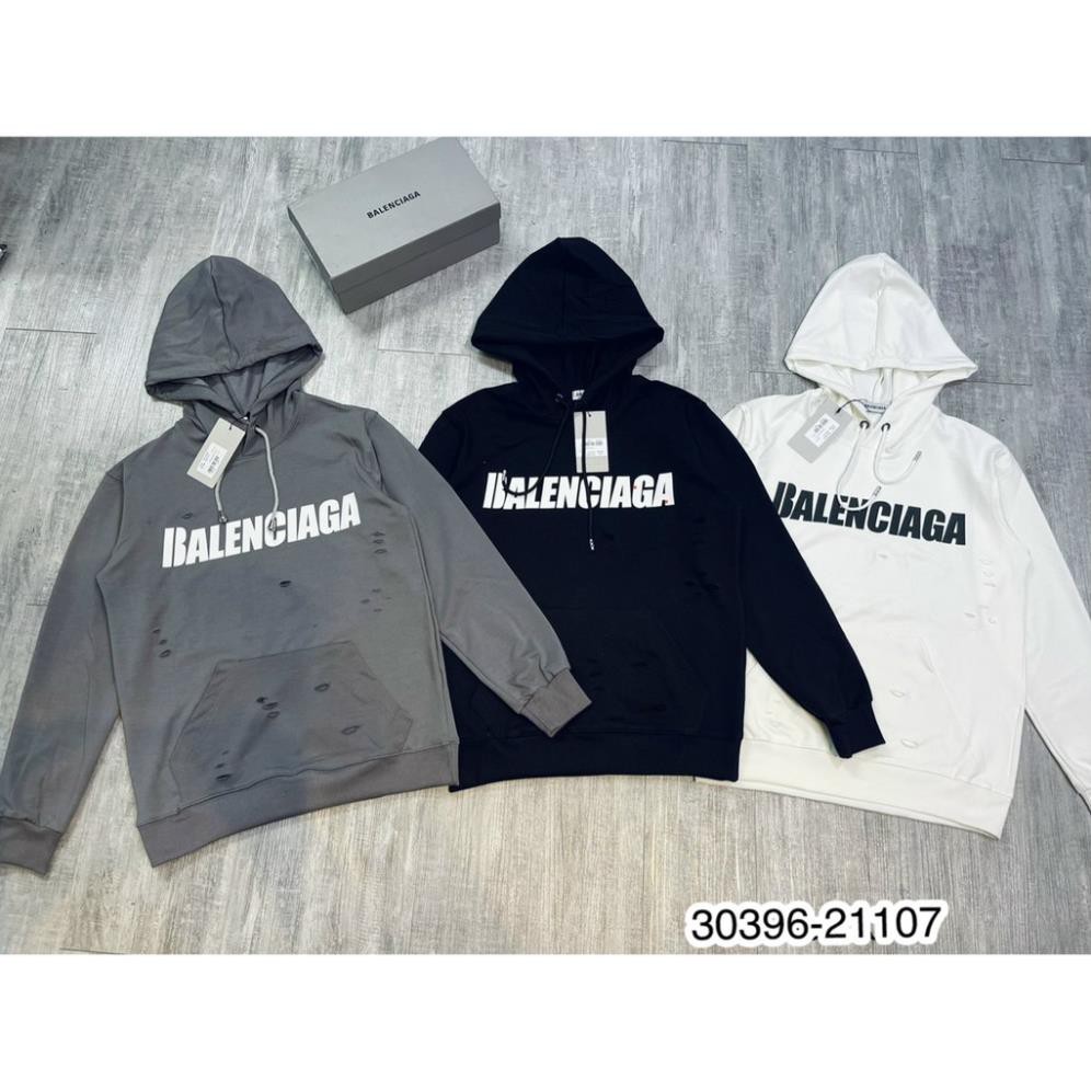 Áo nỉ mũ hoodie Balenciaga rách 3 màu hot trend_Áo nỉ thu đông nam