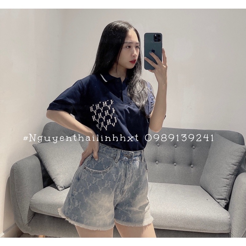 áo Polo NY MLB nữ có cổ tay ngắn form ôm hàng xuất sịn | BigBuy360 - bigbuy360.vn