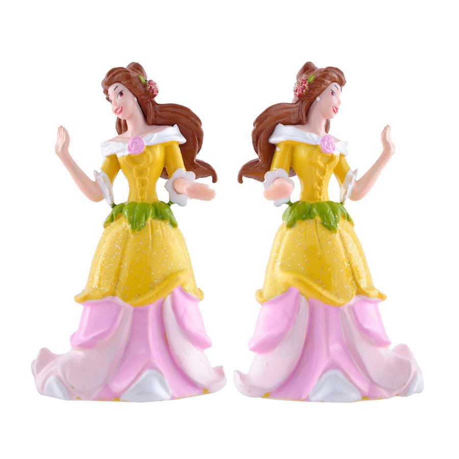 6pcs Disney công chúa Belle Cô bé Lọ Lem Playset Cake Topper Hình Set Đồ chơi Quà tặng