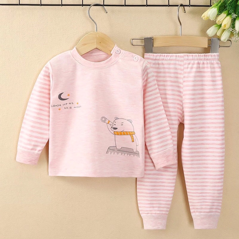 Bộ thu đông dài tay cotton len siêu mềm mại 6 màu cho bé cao từ 73-110cm