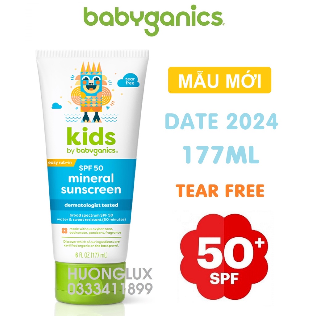 Mẫu mới Kem chống nắng cho trẻ em Kids by Babyganics Mineral Sunscreen SPF