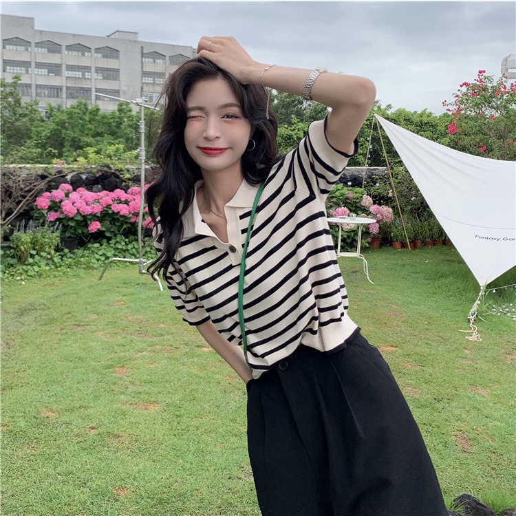 Áo polo Tay NgắN Kẻ SọC Xinh XắN JL-TX-355