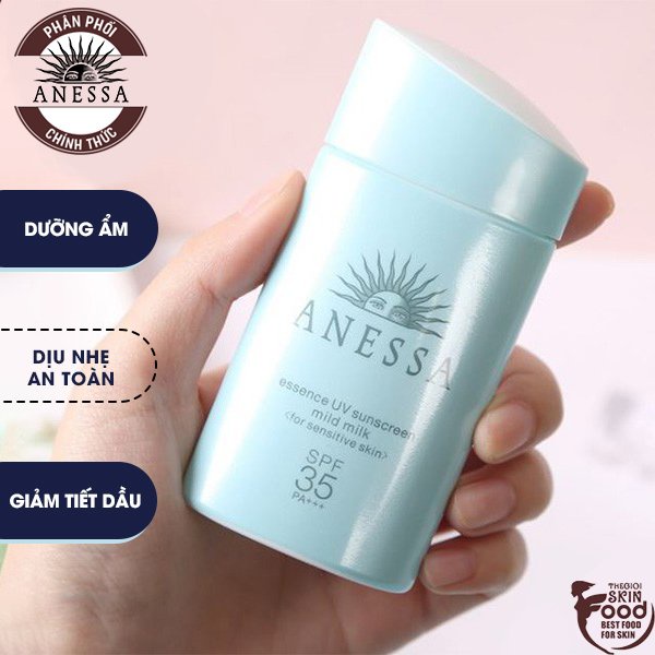 Sữa Dưỡng Nắng Dưỡng Ẩm, Dịu Nhẹ Cho Da Nhạy Cảm Và Trẻ Em Anessa Moisture UV Suncreen Mild Milk A 60ml