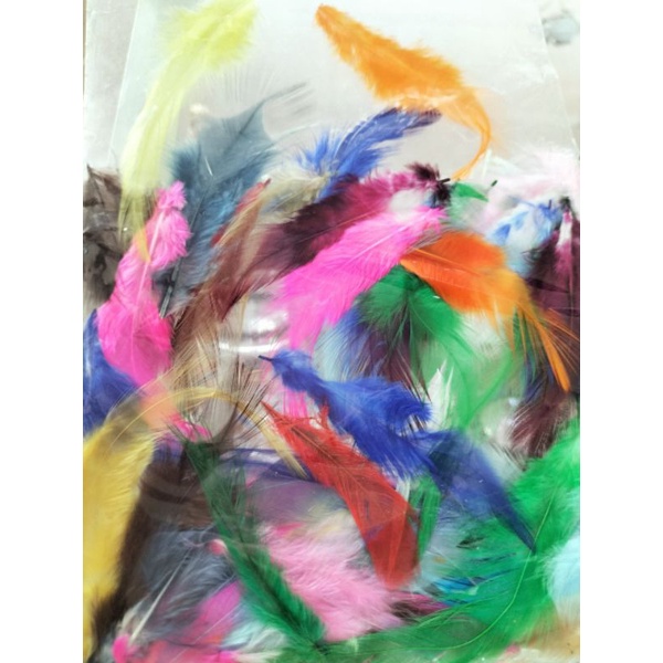 Bịch 60 cái lông gà nhân tạo đủ màu 2.5*9cm làm handmade