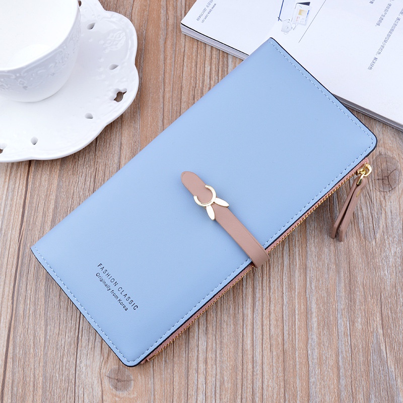 Ví Nữ Dài Cầm Tay Sức Chứa Lớn Khóa Bấm Phối Khóa Kéo, Bóp Tiền Nhiều Ngăn Thời Trang Thanh Lịch
