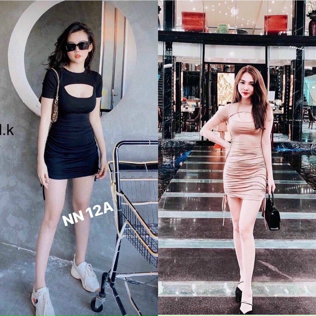 Đầm khoét ngực rút dây sexy