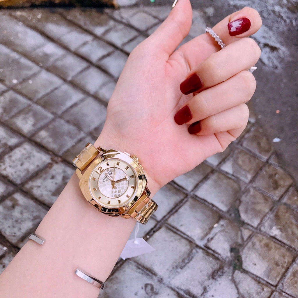 Đồng Hồ Coach Nữ Dây Kim Loại Vàng 35mm