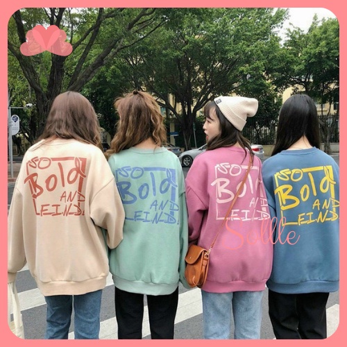 Áo sweater nỉ dáng rộng unisex thu đông dày dặn mềm mịn in chữ cá tính Hàn Quốc Sollle ASW01