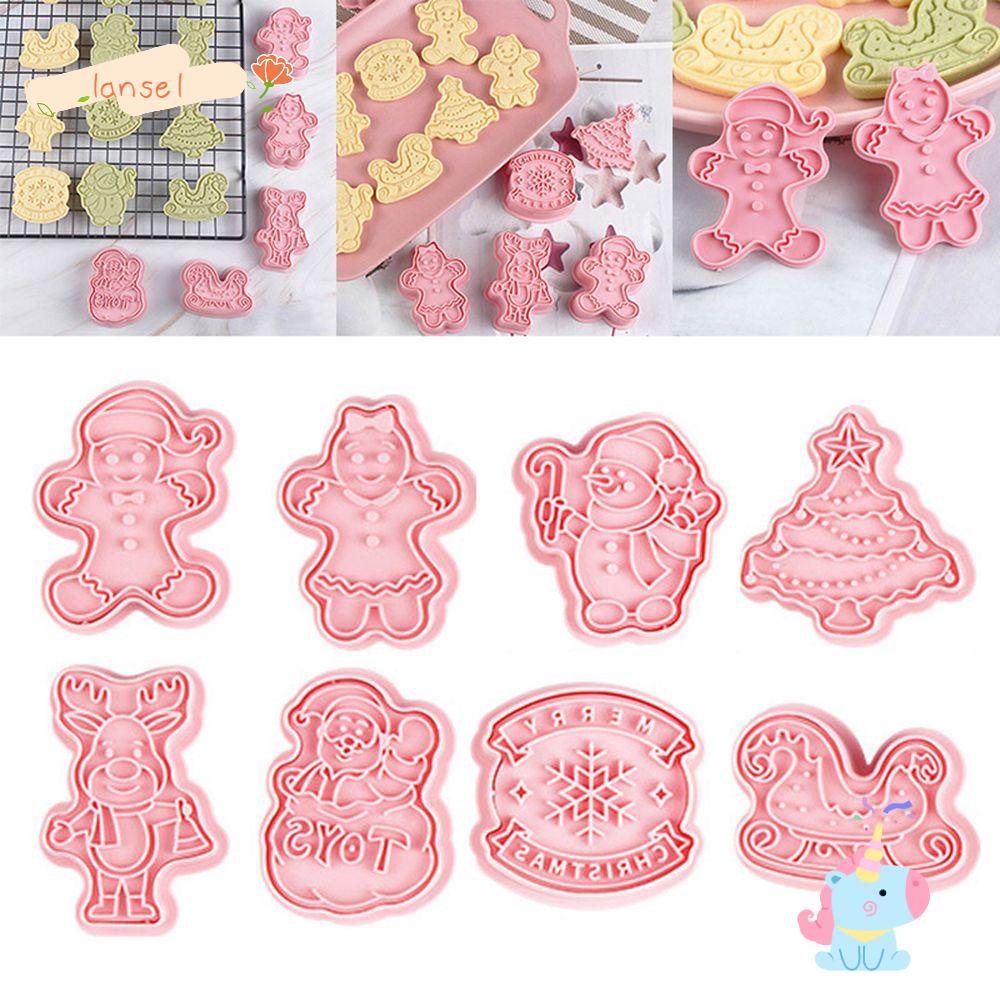 Set 8 Khuôn Làm Bánh Quy Hình Ông Già Noel Và Hoa Tuyết