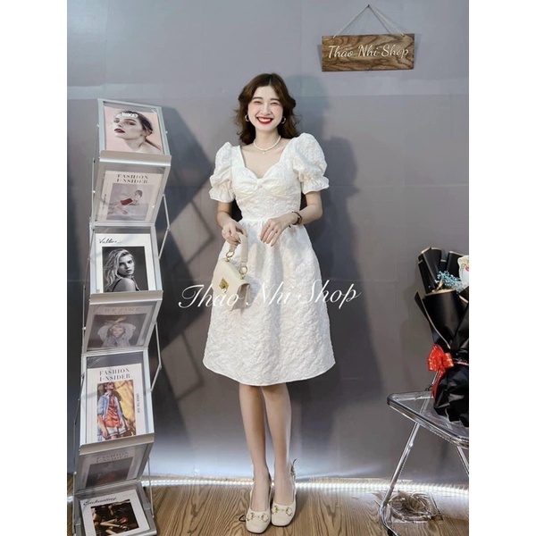 Đầm váy xốp trắng dự tiệc sang trọng dáng dài hottrend chất đẹp | BigBuy360 - bigbuy360.vn