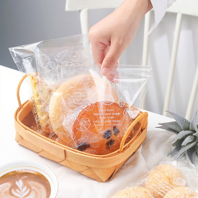Túi dán đựng bánh mì ngọt, cua phô mai, donut - set 50 cái (24.257)