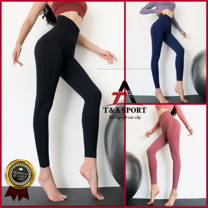 Quần legging tập GYM, YOGA, AEROBIC vải dệt kim, co giãn thoáng mát, mặc tôn dáng, nâng vòng 3