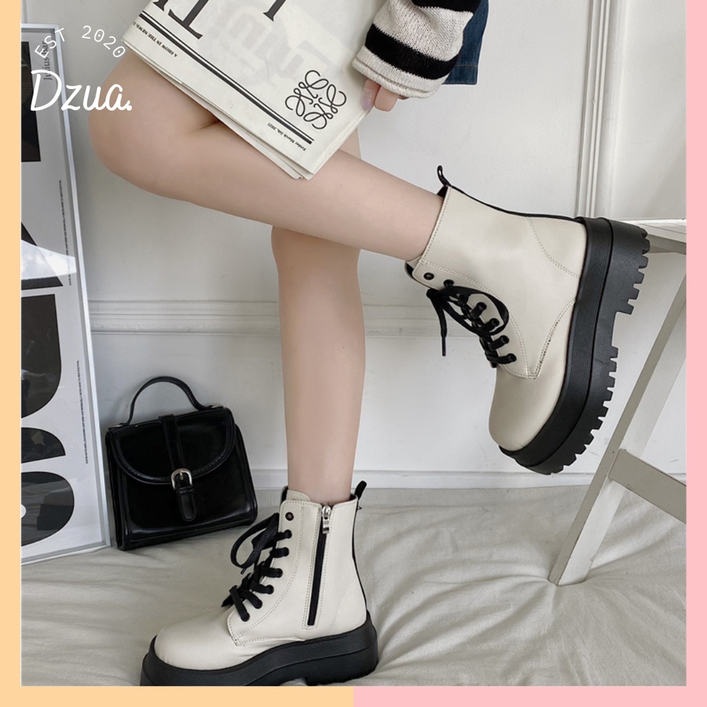 GIÀY BỐT MARTIN ULZZANG KÉO KHÓA ĐẾ ĐEN CAO 5 CM
