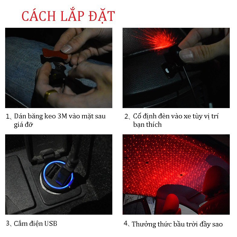 Bộ đèn laser ĐỘ TRẦN SAO ô tô siêu đơn giản có điều khiển chỉnh nhấy nháy theo điệu nhạc