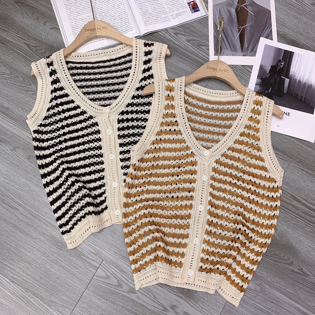 208. ÁO LEN KẺ SÁT NÁCH CÀI KHUY