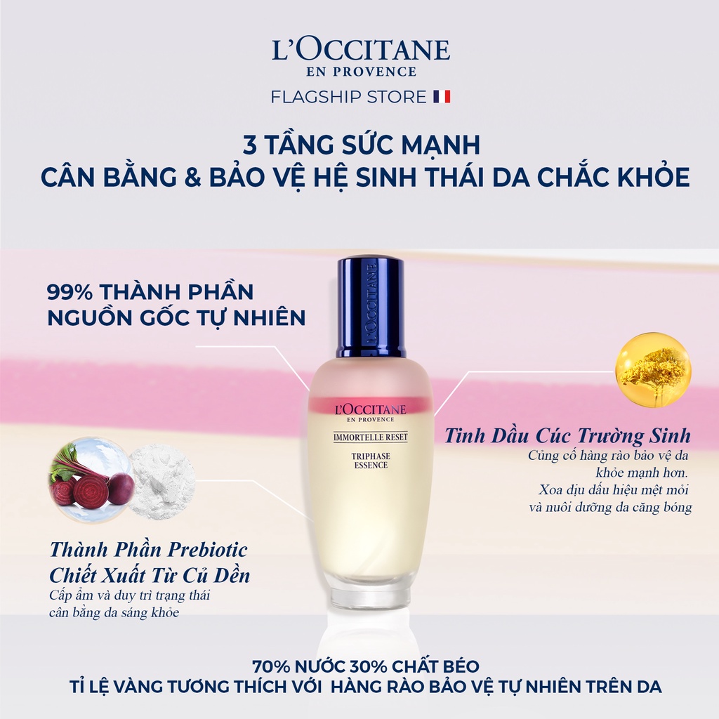 Nước Dưỡng Tái Sinh Quyền Năng L'Occitane Immortelle Reset Triphase Essence 50ml - 150ml