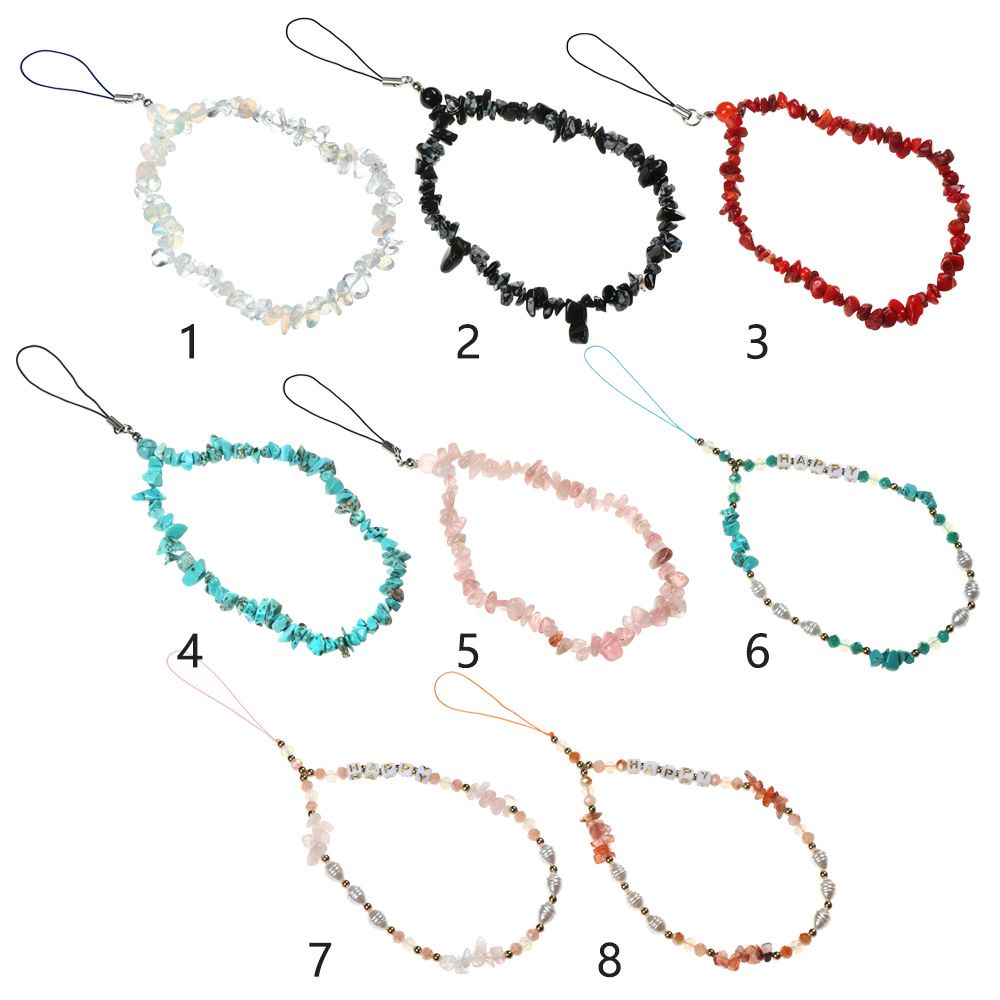 Dây đeo điện thoại di động đính hạt ngọc trai nhiều màu sắc phong cách boho