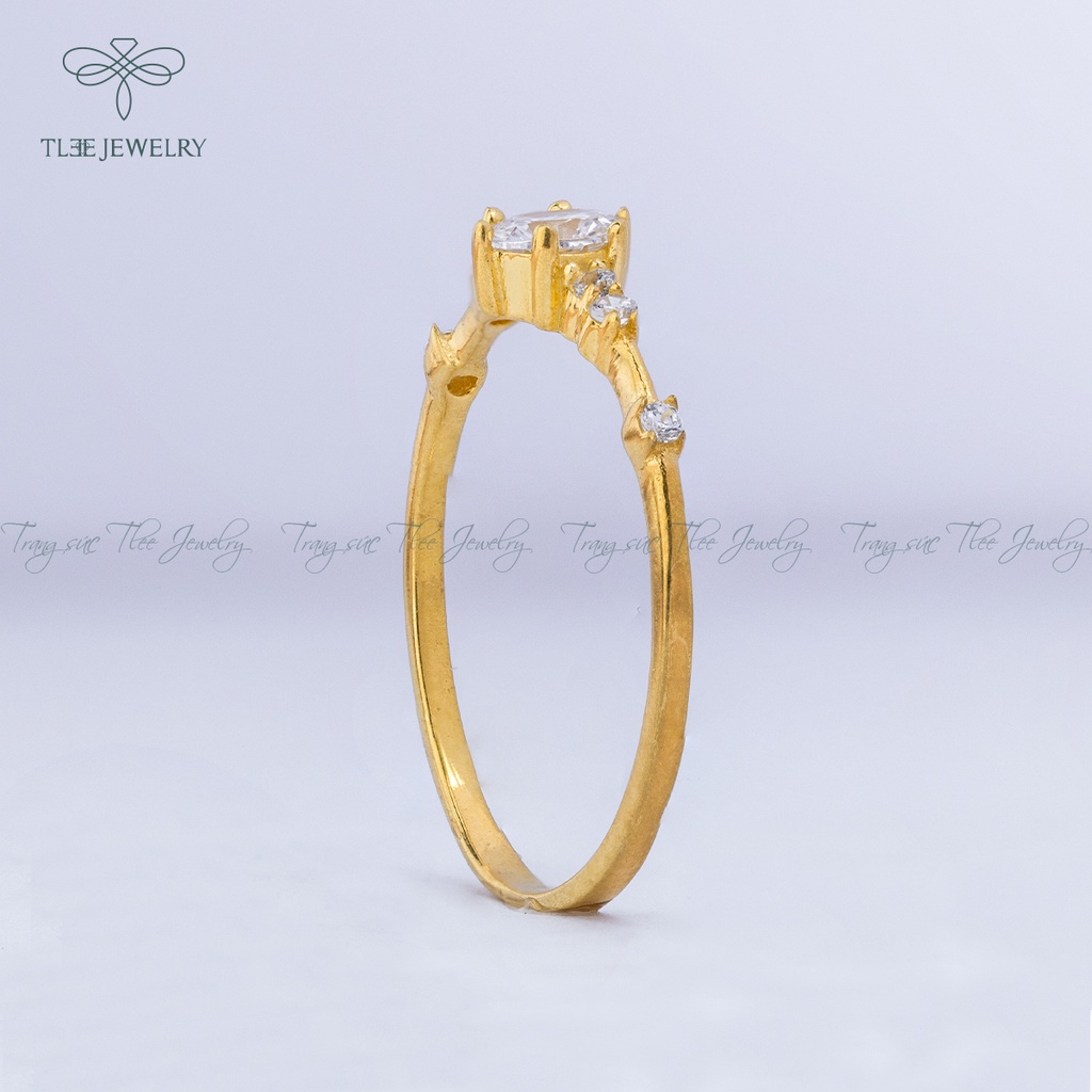 Nhẫn bạc nữ TLEE Snow Princess Nor mạ vàng 14k nạm đá lấp lánh NCJ A0129