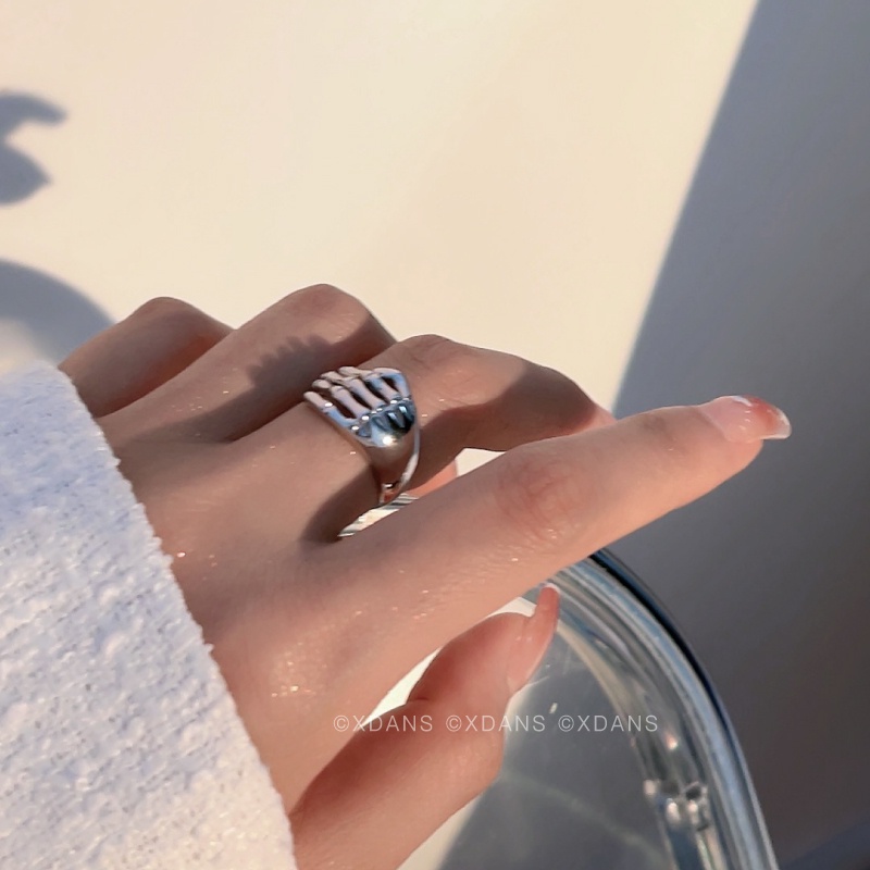 Nhẫn Hở Hình Đầu Lâu Phong Cách Hip Hop Cá Tính