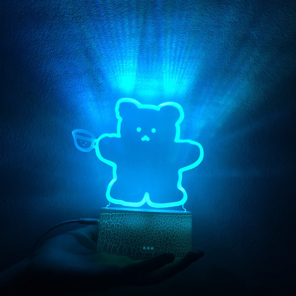 Đèn ngủ 3d Tiktok đổi màu Gấu Cún đáng yêu trang trí phòng đẹp làm quà tặng ý nghĩa