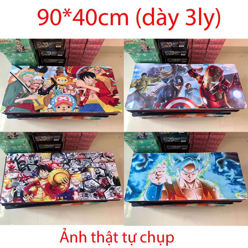 Xả Kho - Bàn di chuột, miếng lót chuột khổ lớn in màu bo tràn viền, nhiều mẫu One Piece, Avengers, Dragon Ball...