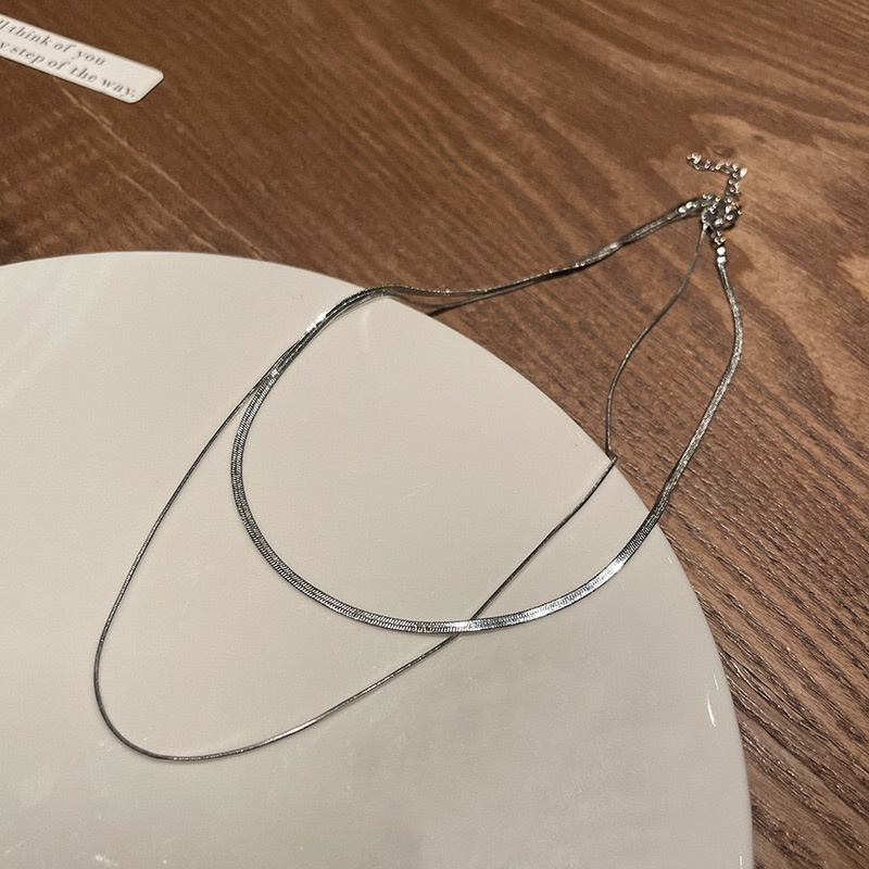 Set 2 vòng cổ bạc sterling đơn giản sang trọng thời trang Hàn Quốc