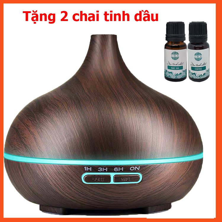 [Freeship_Tặng 2 tinh dầu] Máy Xông Tinh Dầu Siêu Âm, Phun Sương MKT15V dung tích 550ml Tặng Kèm Tinh Dầu Cao Cấp