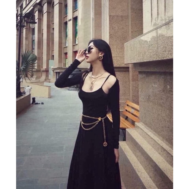 Belt lưng nữ xích kim loại dây nịt đai váy thả eo thời trang Retro sang chảnh cho phái nữ