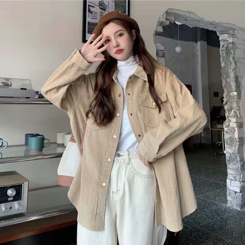 Áo sơ mi tay dài dáng rộng thiết kế mới thời trang theo phong cách vintage dành cho nữ