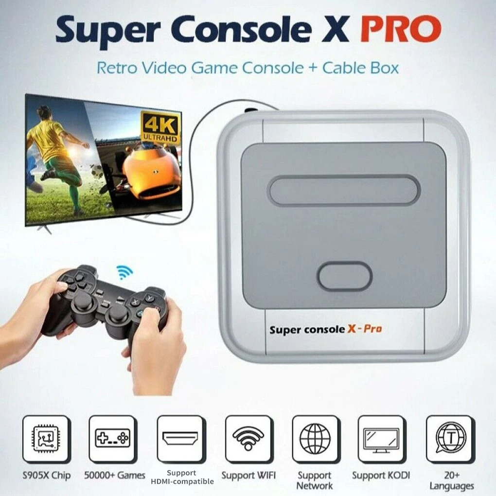 Máy Chơi Game 50000+Trò 50 Hệ Game max 4 Người Chơi HDMI 4K Kết Nối WiFi Retro PSP / PS1 / N64 / DC Super Console X
