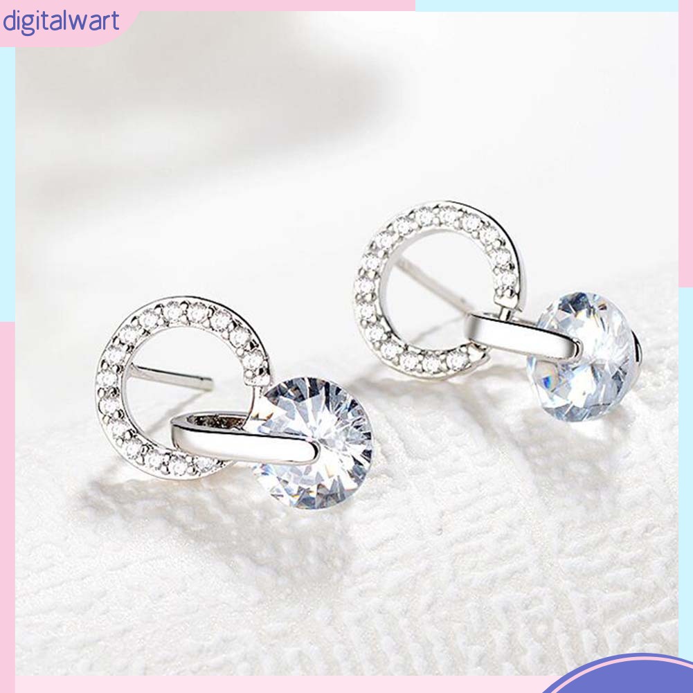 Hoa tai hình tròn đính đá thời trang cho nữ