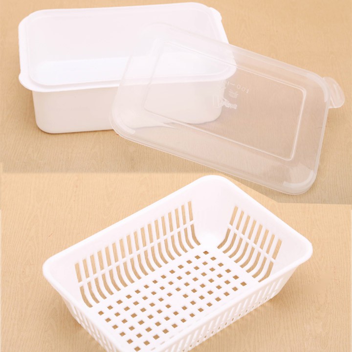 Set 2 Hộp đựng thực phẩm có rổ và nắp nhựa cao cấp
