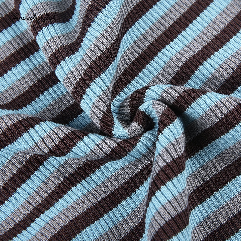 Đầm Mini Không Tay Cổ Bẻ Cài Nút Họa Tiết Kẻ Sọc Màu Sắc Tương Phản 2022 Thời Trang Cho Nữ