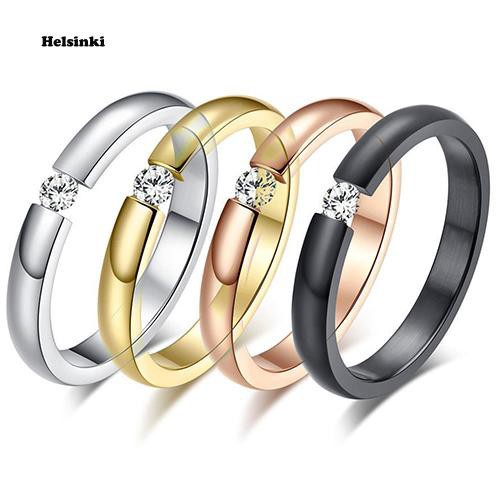 Nhẫn Cưới Thép Titan Đính Đá Thời Trang Cho Nữ, Kích Cỡ 6-12