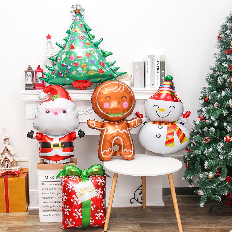 Bong bóng lá nhôm hình ông già Noel hoạt hình trang trí nhà cửa dịp giáng sinh chất lượng cao