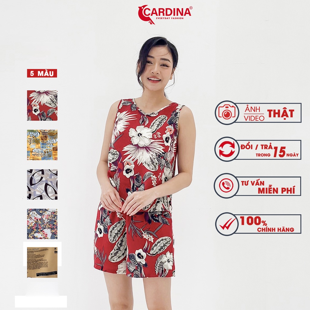 Đồ Bộ Nữ 𝐂𝐀𝐑𝐃𝐈𝐍𝐀 Chất Lụa Mango Cao Cấp Quần Đùi Áo Sát Nách Họa Tiết Nhẹ Nhàng Nữ Tính 2MF05