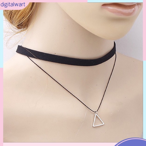 Choker thiết kế hai lớp đính mặt tam giác cá tính cho nữ