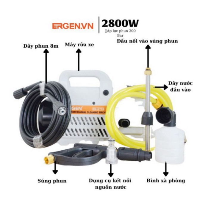 Máy Rửa Xe Cao Cấp ERGEN 6728 Công Xuất 2800W - Máy xịt rửa cao áp chính hãng Ergen ...
