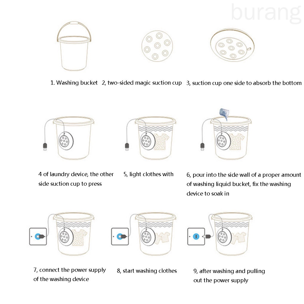 3 in 1 Mini Washing Machine Portable Personal Rotating Turbine Washer Convenient Travel Home Business Trip burang