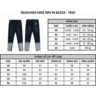 Quần ZOMBIE® Bleached Hem Zips In Black