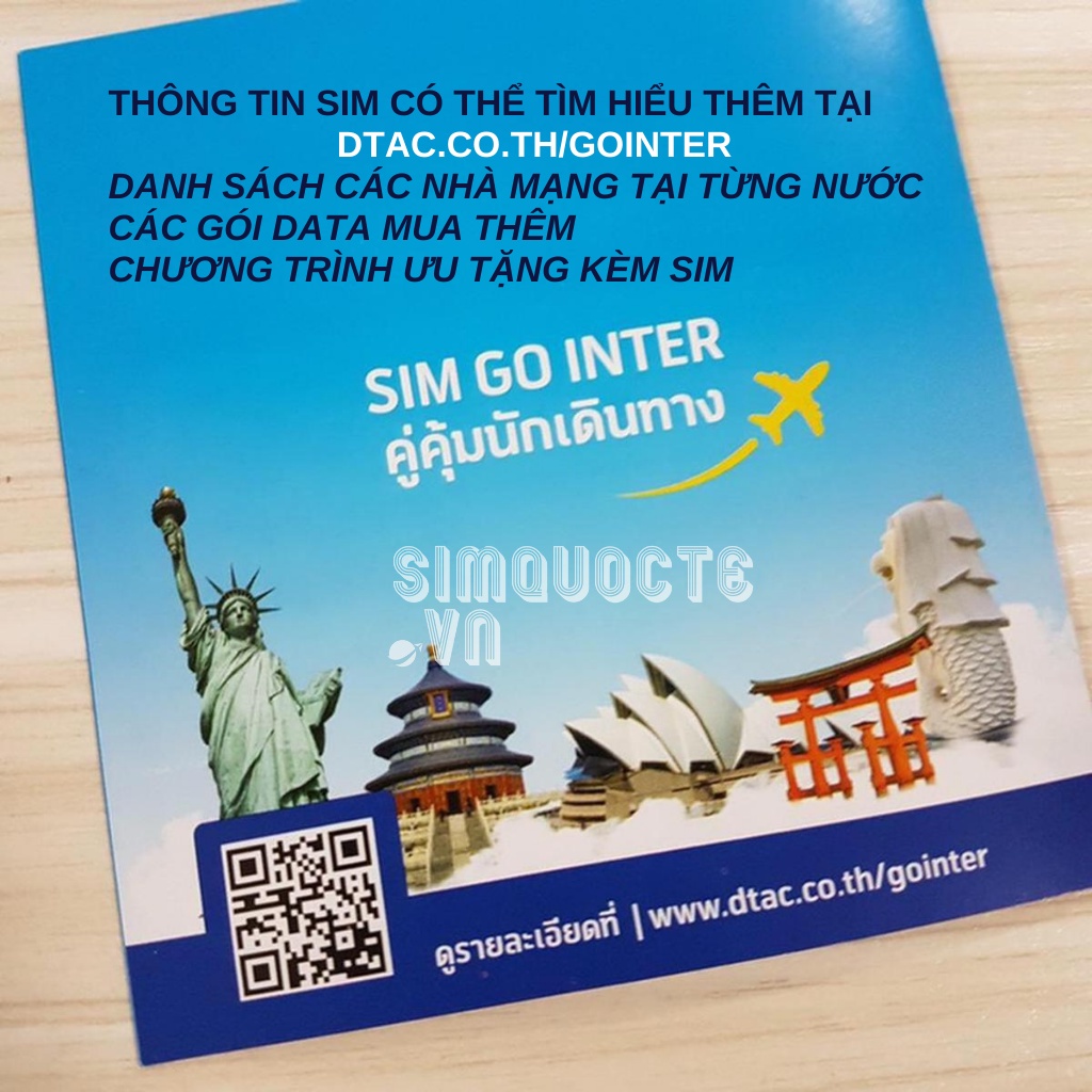 Sim Du Lịch 78 Nước Dubai Thổ Nhĩ Kỳ Ai Cập Châu Âu Châu Mỹ DTAC GO INTER