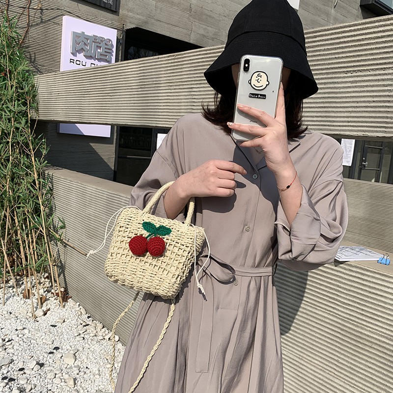 Túi hộp đan cói Cherry Labonia