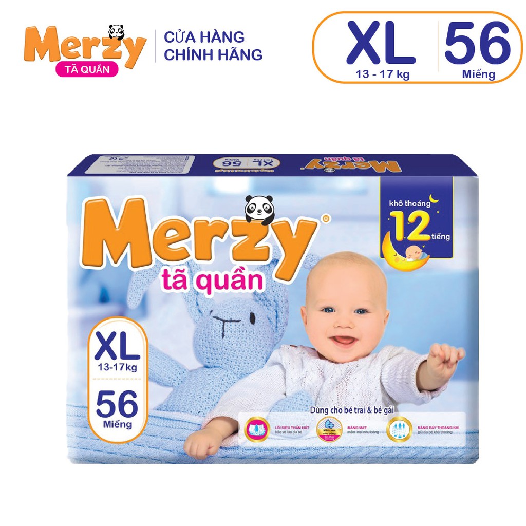 Tã quần Merzy siêu thấm M72/ L64/ XL56/ XXL48 gói siêu đại