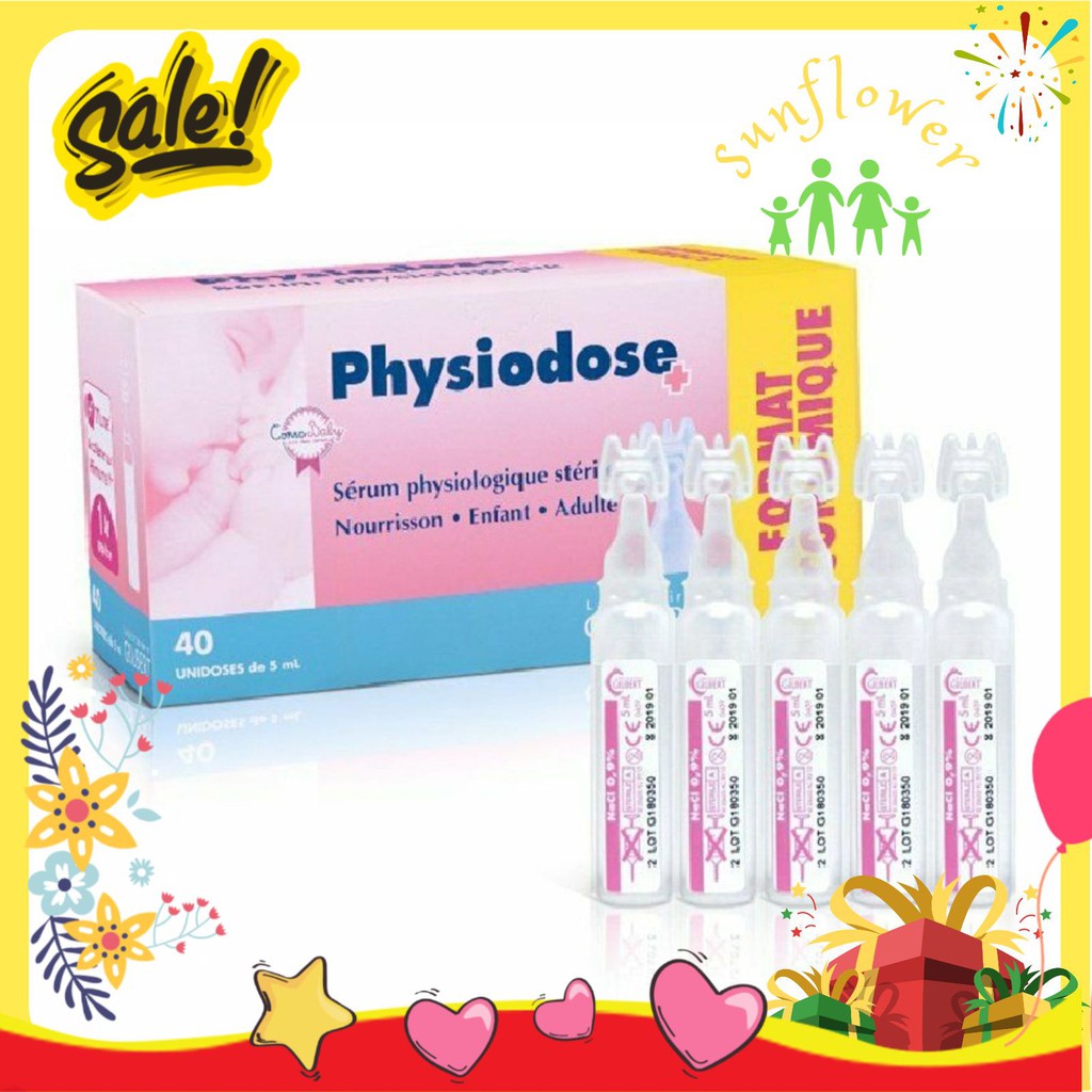 Nước muối sinh lý hộp 40 ống x 5ml Gifrer Physiodose