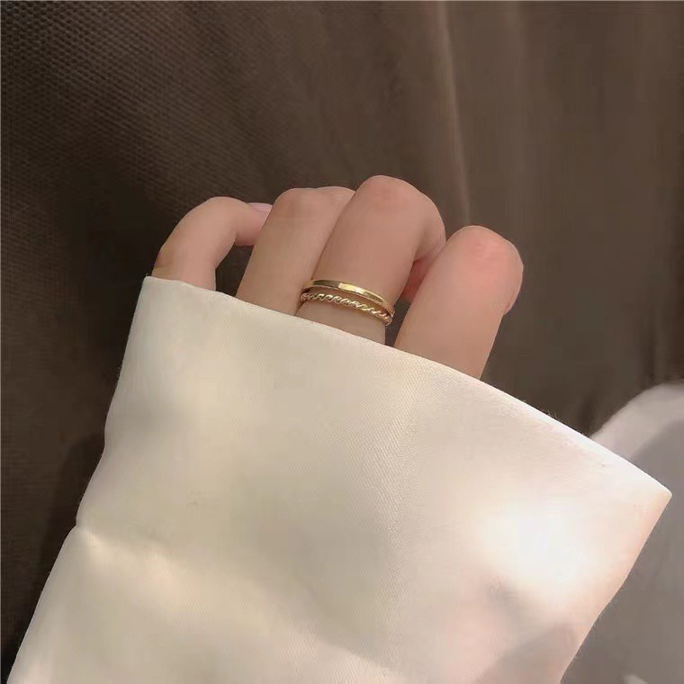 Nhẫn Đeo Tay Hai Lớp Thời Trang Cá Tính Cho Nữ