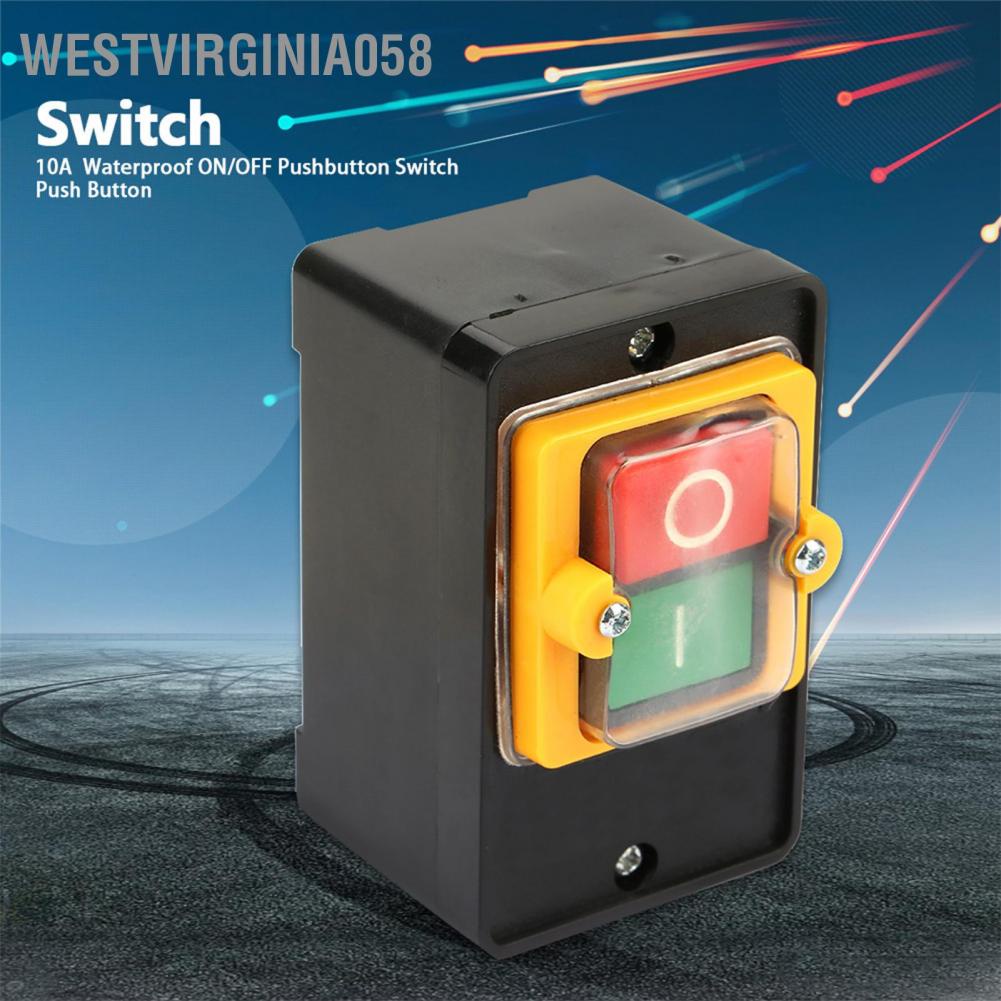 Westvirginia058 AC220V/380V 10A  Waterproof ON/OFF Pushbutton Switch Push Button